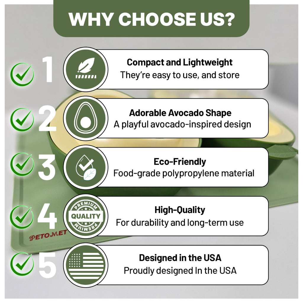 Cat Food and Water Bowl – Avocado Cat Bowl with Water Dispenser Pet Bowl& Small Dogs, Non-Spill, Anti-Choke, Eco-Friendly Dog Feeding Bowl Water Fountain 3-1 (Gray&White)