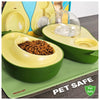 Cat Food and Water Bowl – Avocado Cat Bowl with Water Dispenser Pet Bowl& Small Dogs, Non-Spill, Anti-Choke, Eco-Friendly Dog Feeding Bowl Water Fountain 3-in-1 (Green&Yellow)