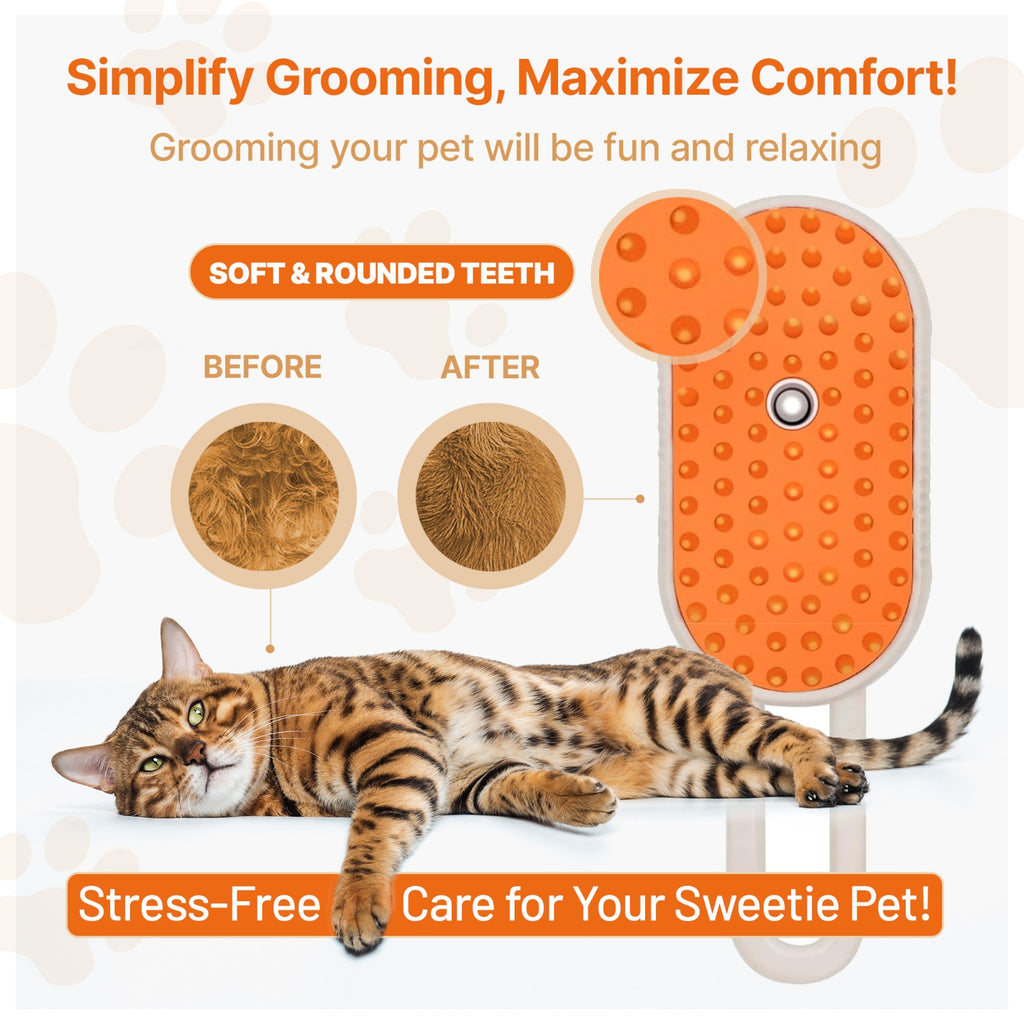 4 in 1 Cat steam brush, steam brush for dogs, rabbits., Pet spray comb for shedding and grooming, Gentle Technology, Easy-to-Clean, massage, Grooming Washable, useful for sheddinguct