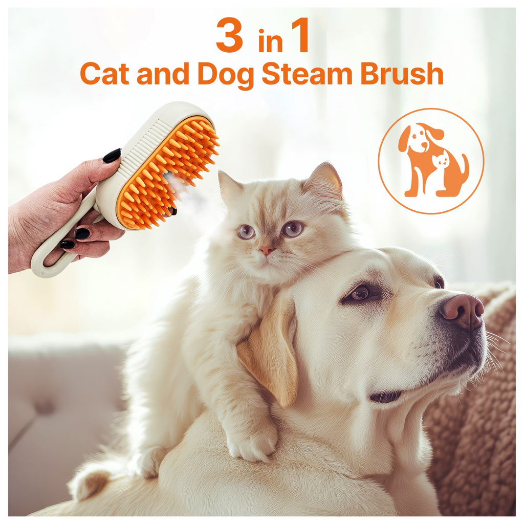 4 in 1 Cat steam brush, steam brush for dogs, rabbits., Pet spray comb for shedding and grooming, Gentle Technology, Easy-to-Clean, massage, Grooming Washable, useful for sheddinguct