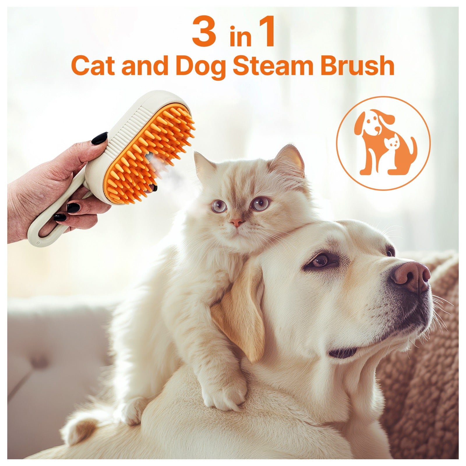 4 in 1 Cat steam brush, steam brush for dogs, rabbits., Pet spray comb for shedding and grooming, Gentle Technology, Easy-to-Clean, massage, Grooming Washable, useful for sheddinguct